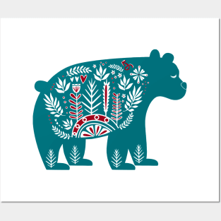 Scandinavian Bear Christmas Posters and Art